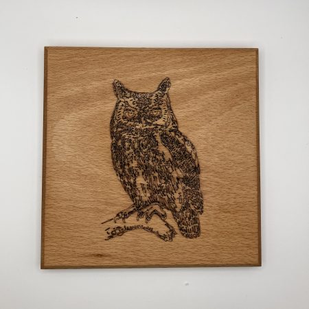 Owl Engraved on Beech Wall Hanging