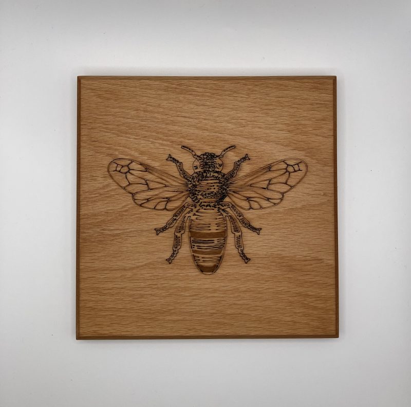 Bee Engraved on Beech Wall Hanging