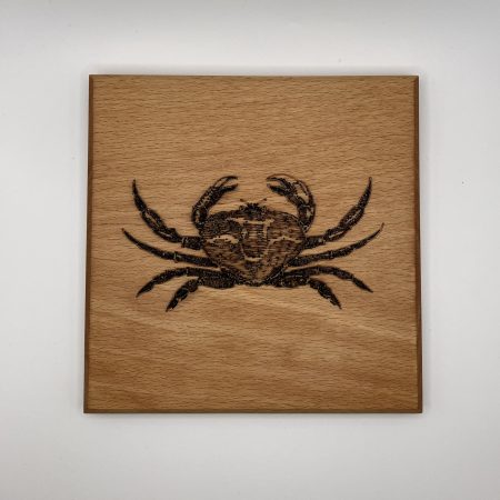 Crab Engraved on Beech Wall Hanging