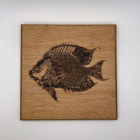 Fish Engraved on Beech Wall Hanging