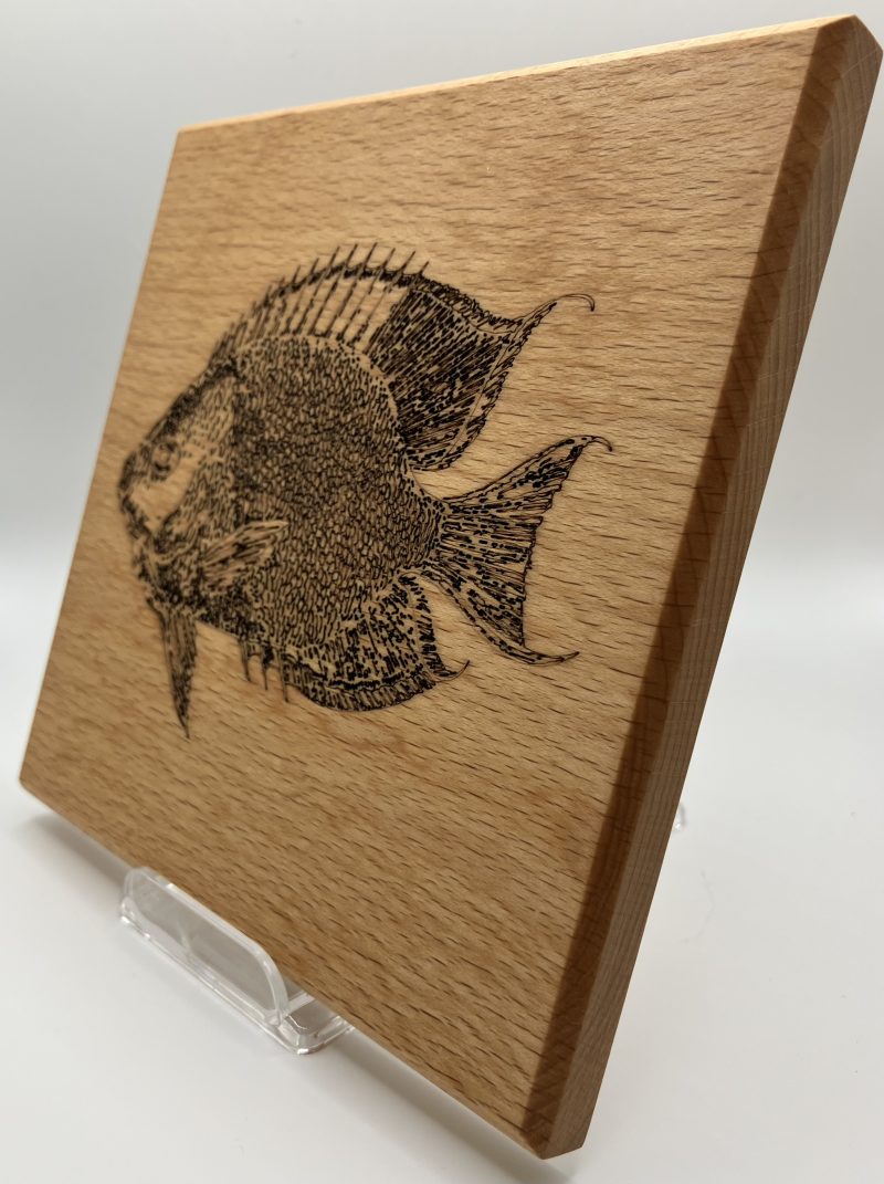 Fish Engraved on Beech Wall Hanging