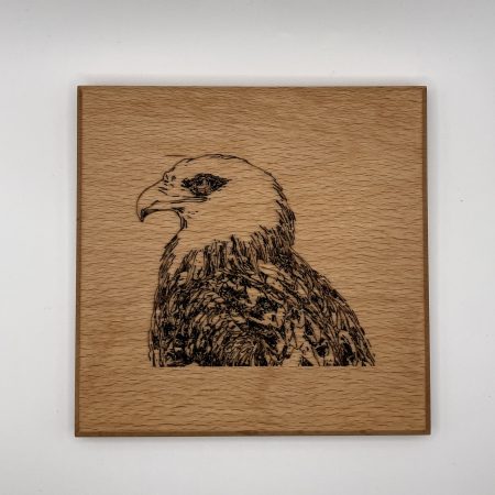 Eagle Head Engraved on Beech Wall Hanging