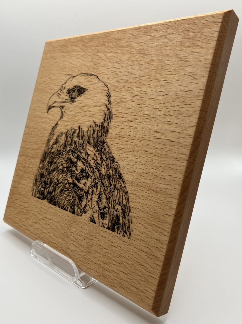 Eagle Head Engraved on Beech Wall Hanging