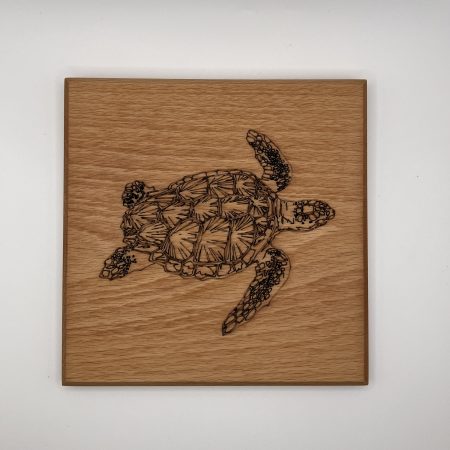 Turtle Engraved on Beech Wall Hanging