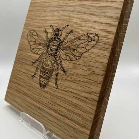 Bee Engraved on Oak Wall Hanging