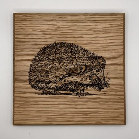 Hedgehog Engraved on Oak Wall Hanging