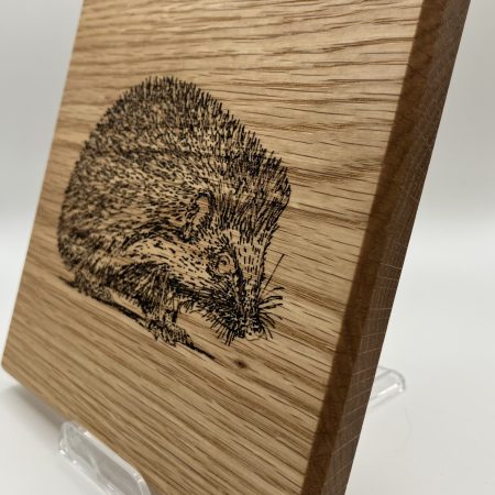 Hedgehog Engraved on Oak Wall Hanging
