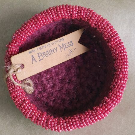 Scarlet Passion Beaded Jute Basket