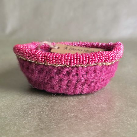Scarlet Passion Beaded Jute Basket