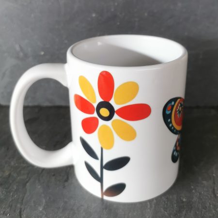 Vibrant, Colourful, Funky Flower & Butterfly Ceramic Mug