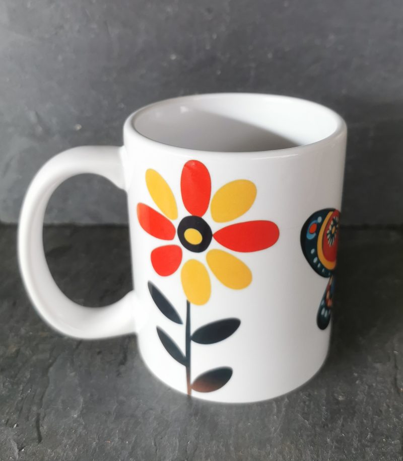 Vibrant, Colourful, Funky Flower & Butterfly Ceramic Mug