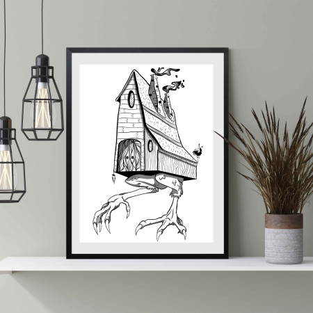 Blackwork Illustration A4 Print Babas Stroll