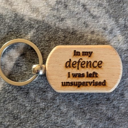 Personalised Witty Keyrings - Laser Engraved Wooden Keyring