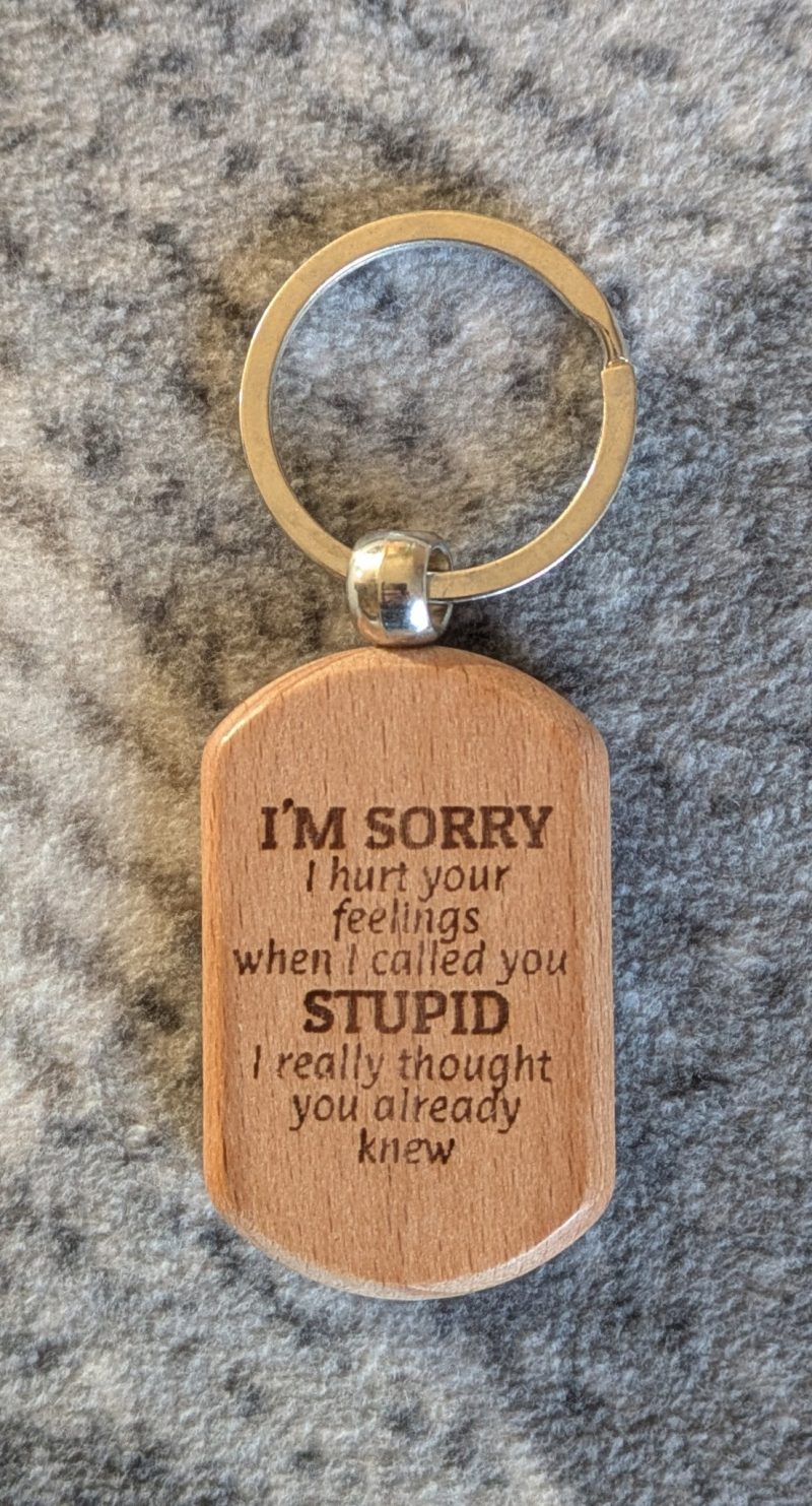 Personalised Funny Keyrings - Laser Engraved Wooden Keyring