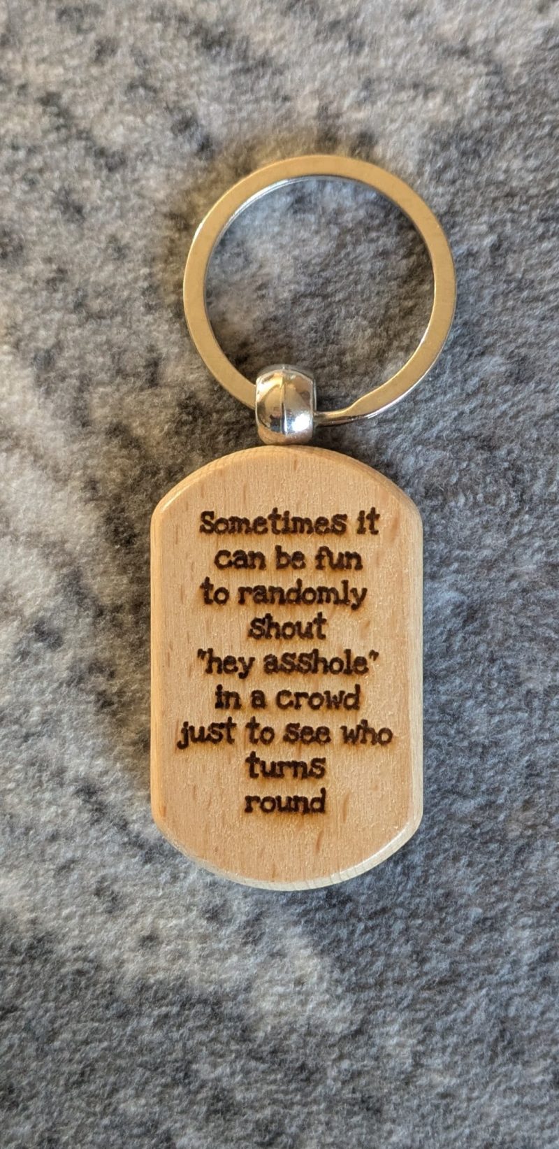 Personalised Funny Keyrings - Laser Engraved Wooden Keyring