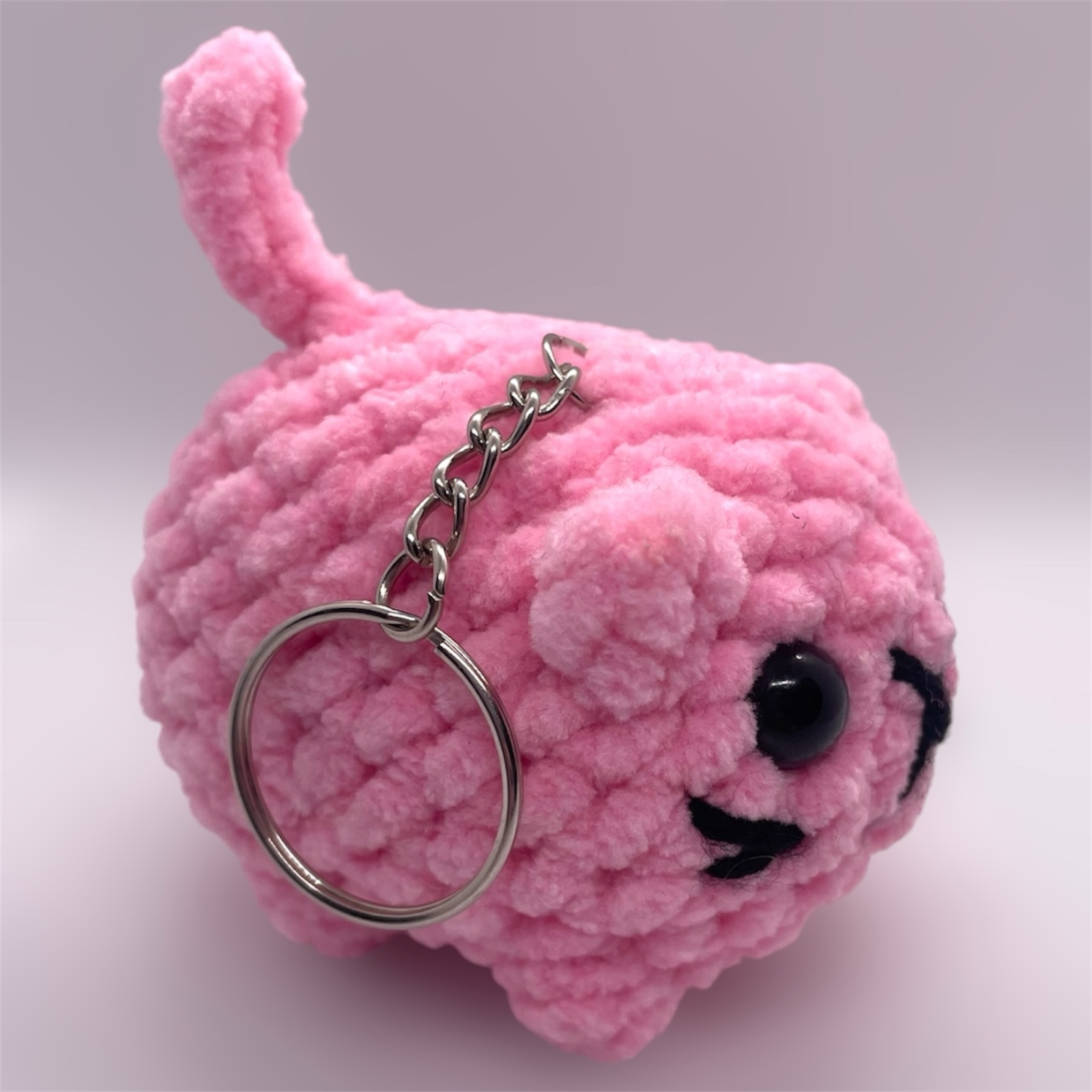 Pink Chunky Loaf Cat Crochet Keyring/Bag Charm
