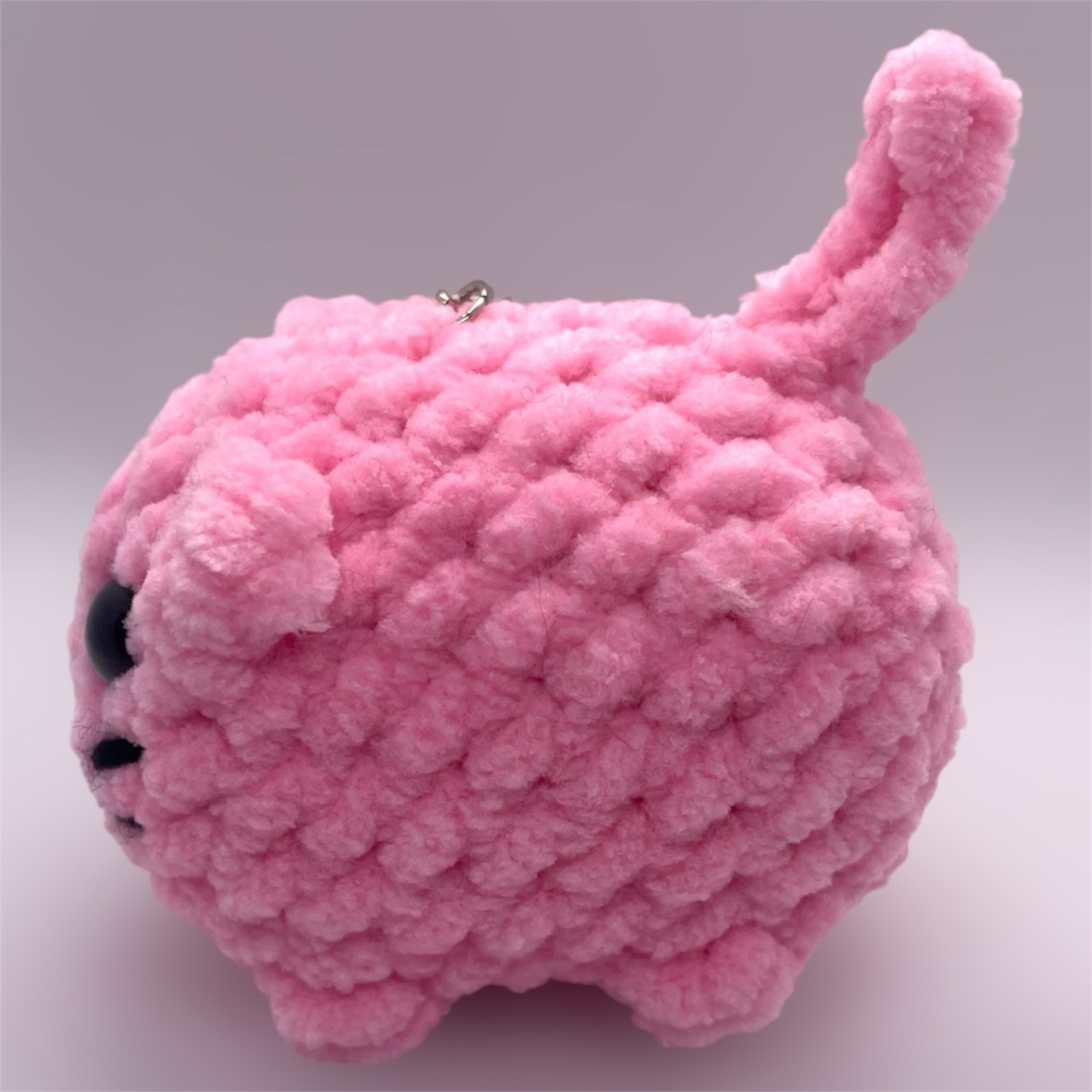 Pink Chunky Loaf Cat Crochet Keyring/Bag Charm