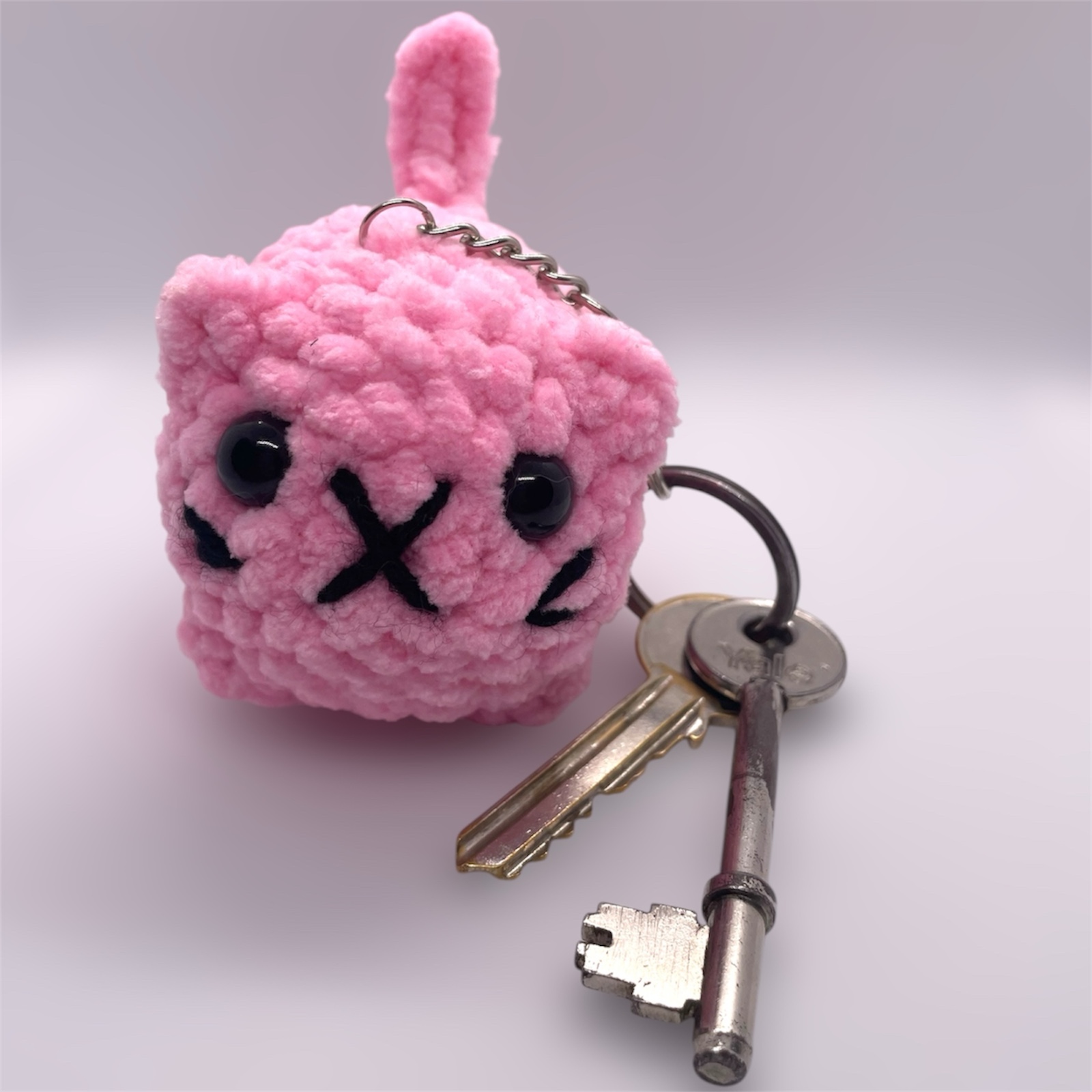 Pink Chunky Loaf Cat Crochet Keyring/Bag Charm