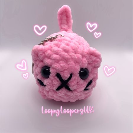 Pink Chunky Loaf Cat Crochet Keyring/Bag Charm