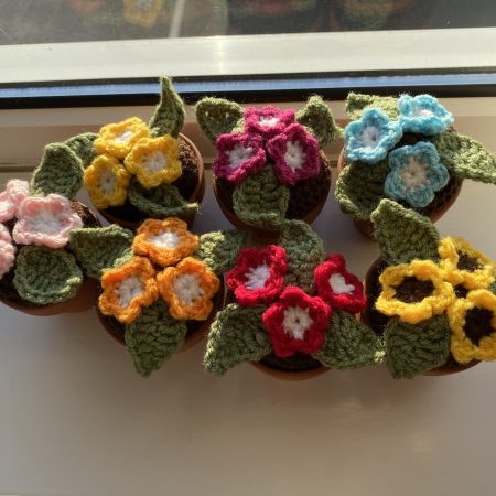 Handmade Crochet Flowers in Pots, Crochet Gifts, Crochet Flowers