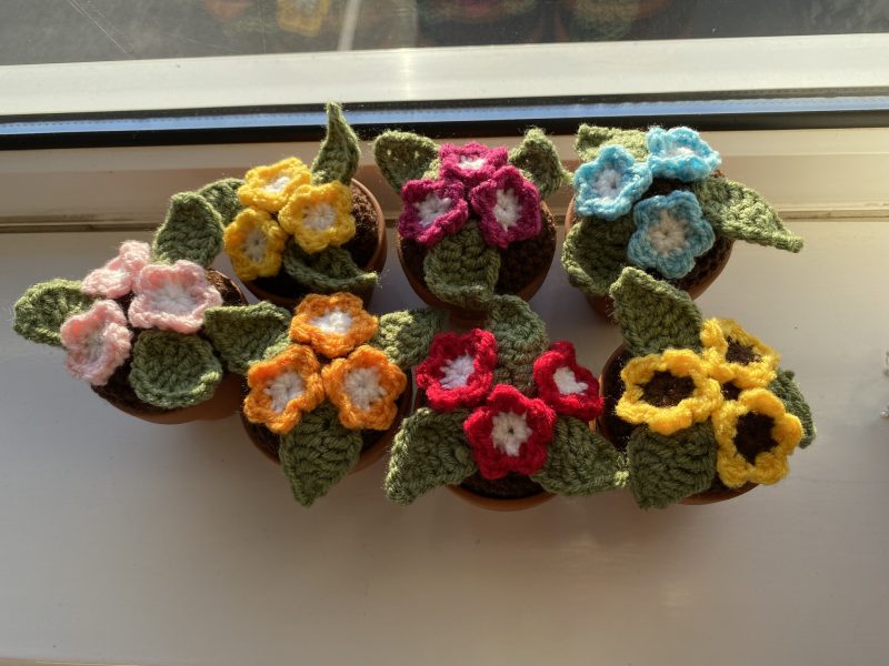 Handmade Crochet Flowers in Pots, Crochet Gifts, Crochet Flowers