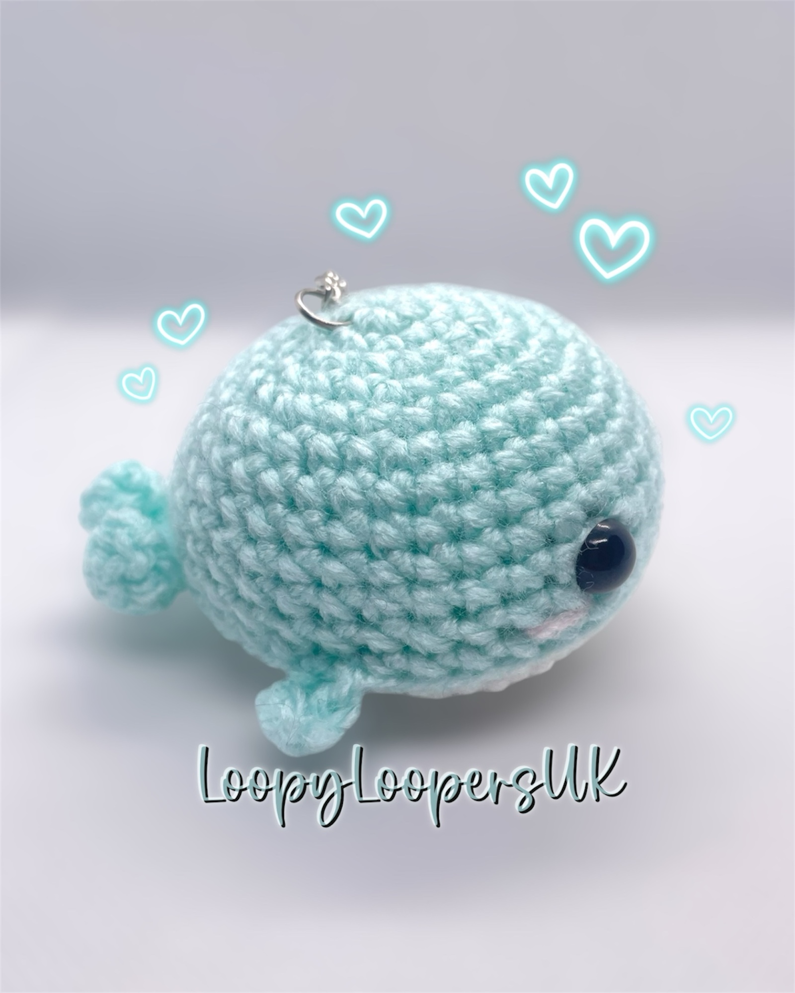Light Blue Whale Crochet Keyring/Bag Charm