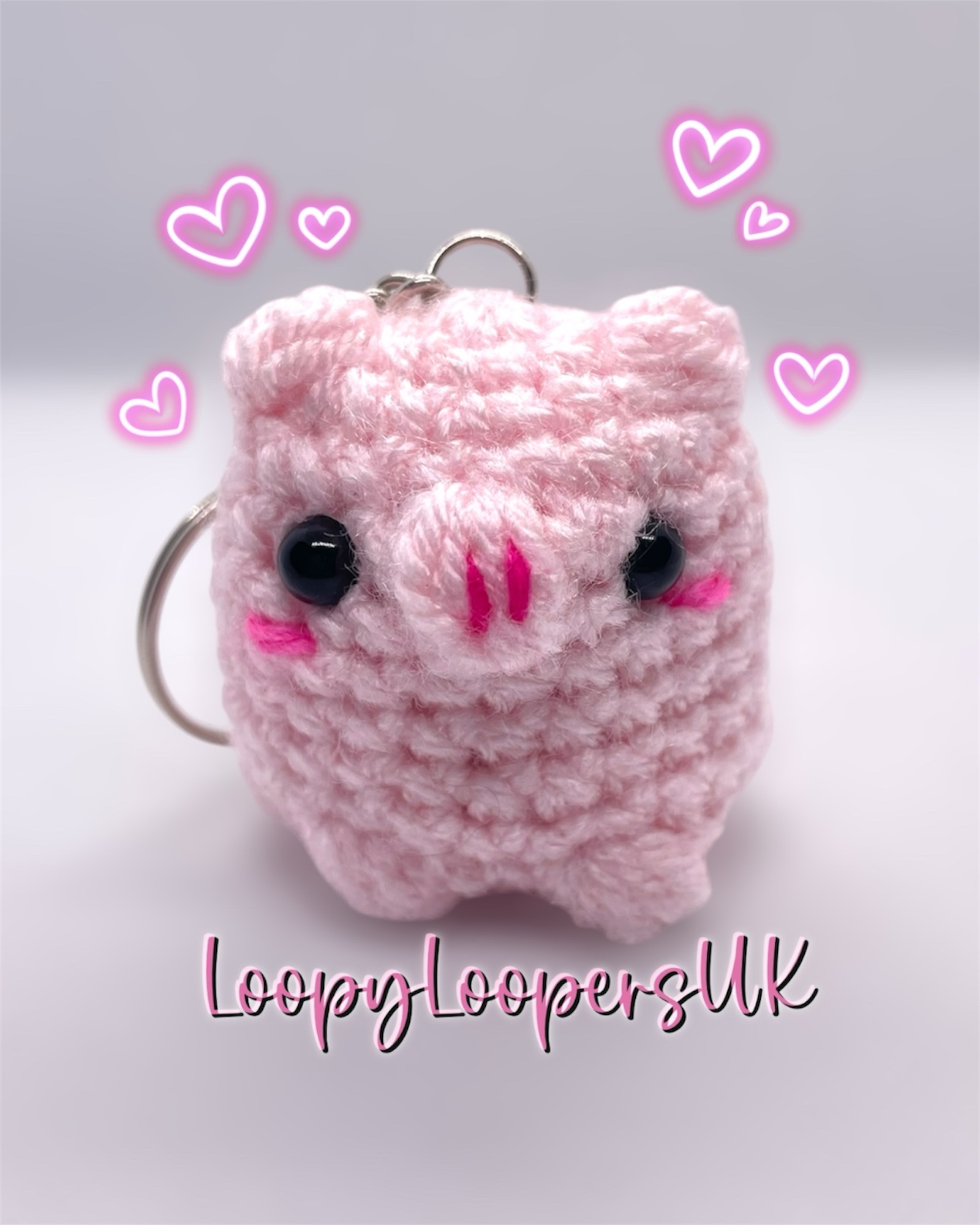Pink Pig Crochet Keyring/Bag Charm
