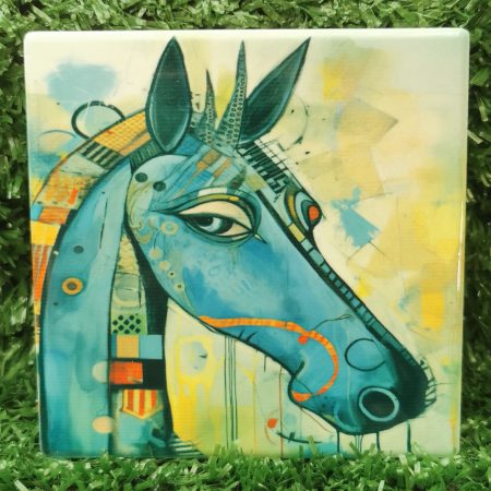 Colourful, Vibrant, Horse Ceramic Coaster 100mm Square