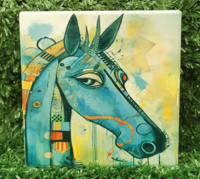Colourful, Vibrant, Horse Ceramic Coaster 100mm Square