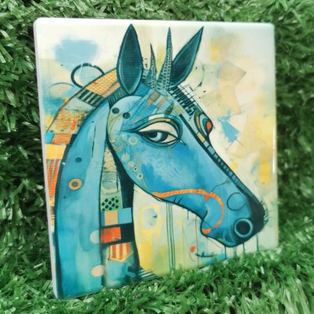 Colourful, Vibrant, Horse Ceramic Coaster 100mm Square