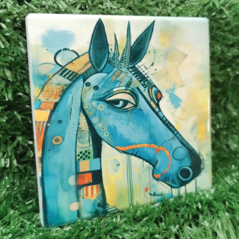 Colourful, Vibrant, Horse Ceramic Coaster 100mm Square