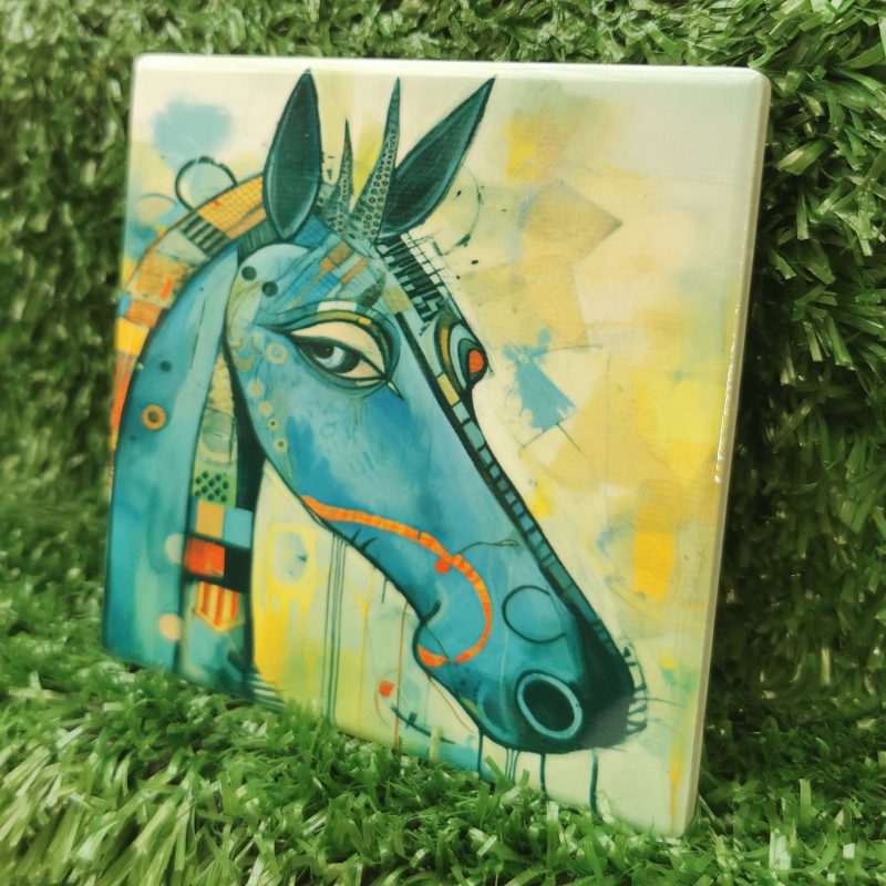 Colourful, Vibrant, Horse Ceramic Coaster 100mm Square