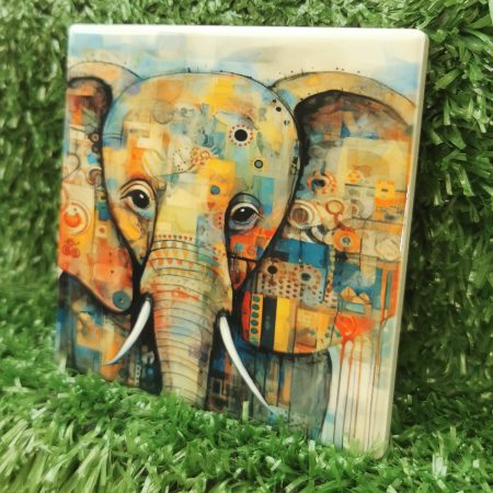 Colourful, Vibrant, Abstract, Art, Elephant Ceramic Coaster 100mm Square