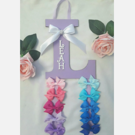 Personalised bow holder,Letter ribbon bow holder,Personalised clip holder, Initial bow holder