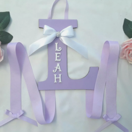 Personalised bow holder,Letter ribbon bow holder,Personalised clip holder, Initial bow holder