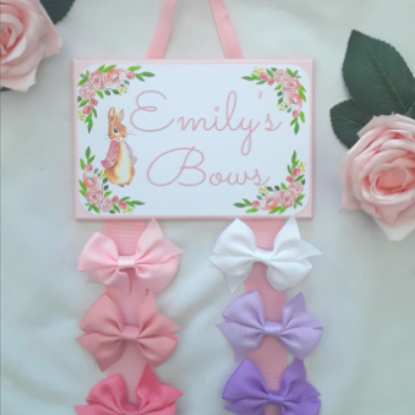 Personalised bow holder,Flopsy bunny bow holder,Personalised Flopsy clip holder