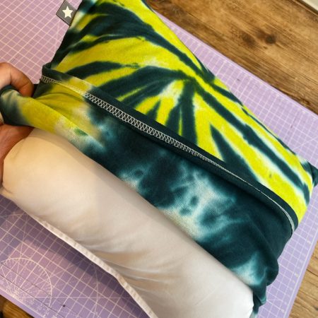 Mini pillow with removable cover ("Acid Whorl")