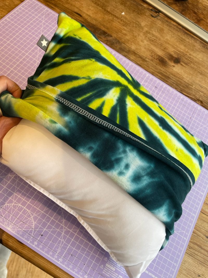 Mini pillow with removable cover ("Acid Whorl")