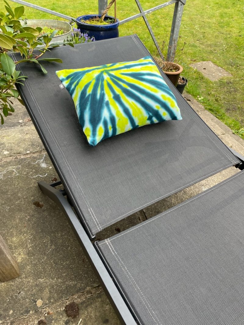Mini pillow with removable cover ("Acid Whorl")