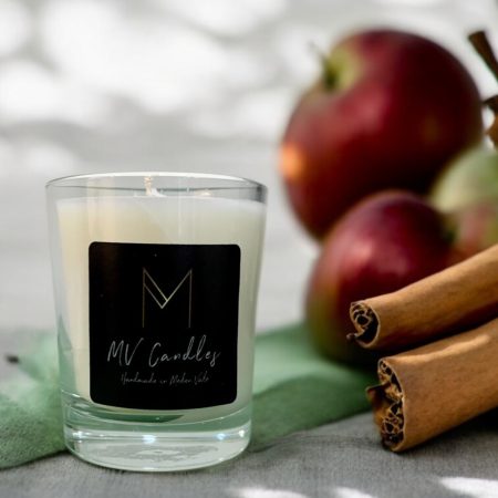 Cinnamon and Apple 220 gram Scented Candle in Clear Glass Container