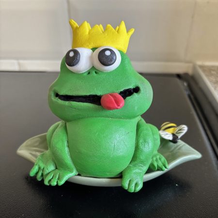 Handmade Clay Frog with HoneyBee
