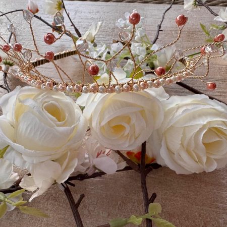 Tiara Handcrafted with matching earrings, Bridal Tiara, Prom Tiara Crown, Wedding Hair Accessory