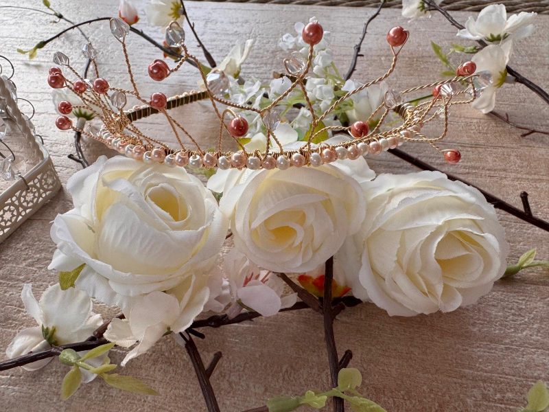 Tiara Handcrafted with matching earrings, Bridal Tiara, Prom Tiara Crown, Wedding Hair Accessory