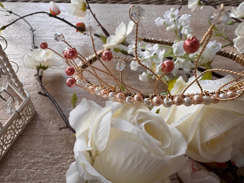 Tiara Handcrafted with matching earrings, Bridal Tiara, Prom Tiara Crown, Wedding Hair Accessory