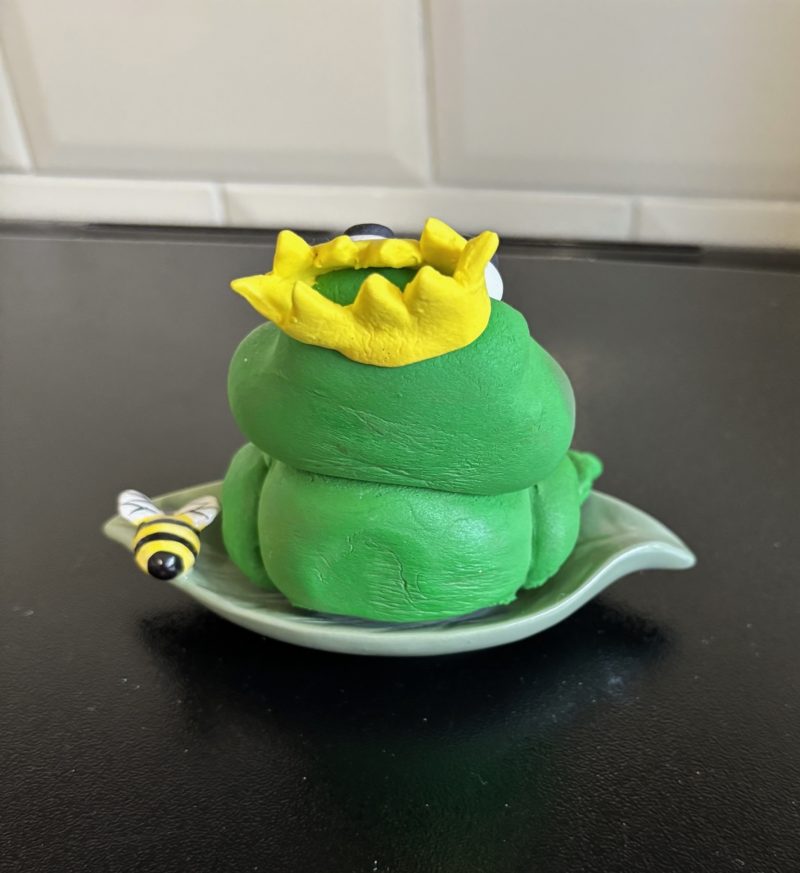 Handmade Clay Frog with HoneyBee