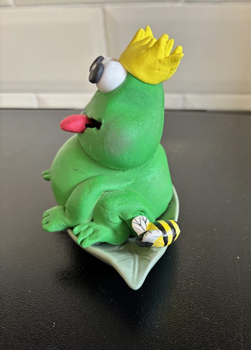Handmade Clay Frog with HoneyBee