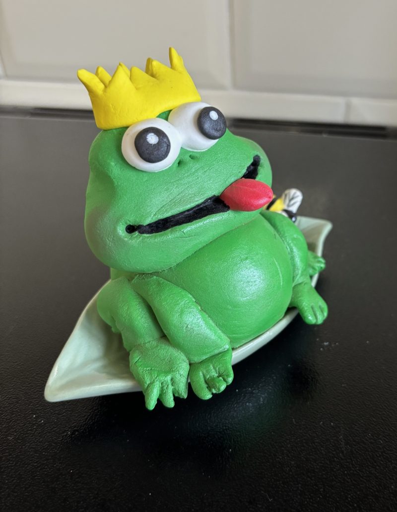 Handmade Clay Frog with HoneyBee