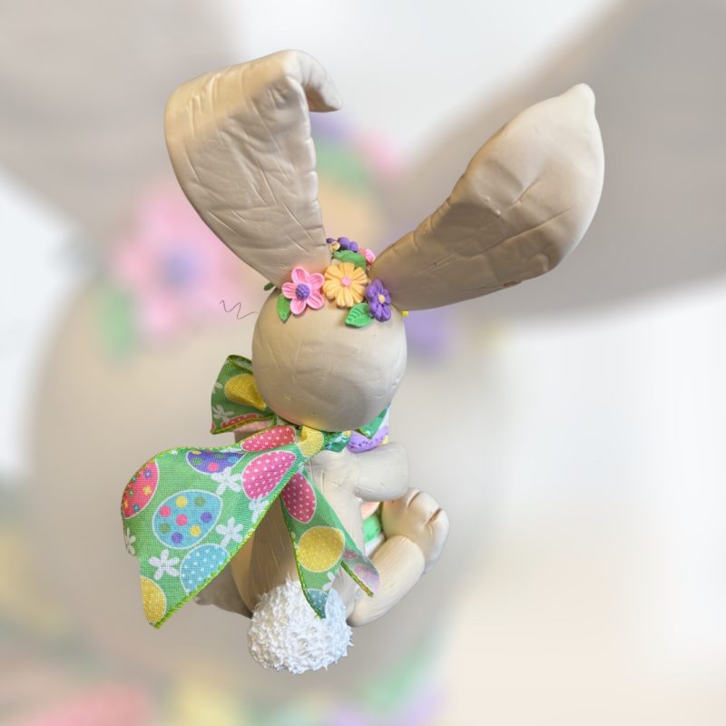 Unique Foam Clay Large Bunny holding Macarons
