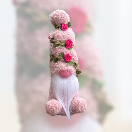 Handmade Small Pink Gonk with Flowers
