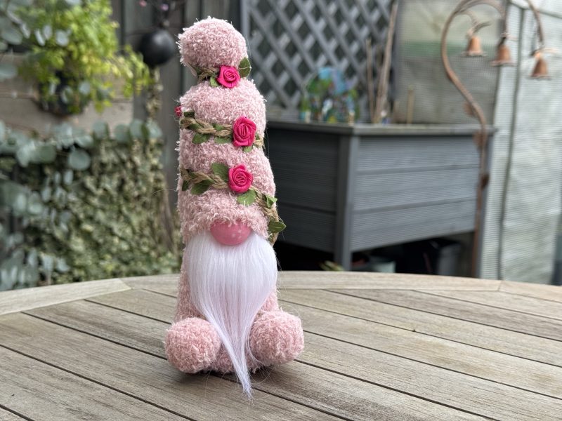 Handmade Small Pink Gonk with Flowers